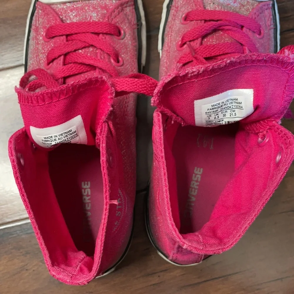 Converse canvas high tops pink,silver‎ glitter size 3